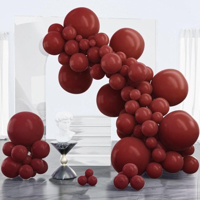 PartyWoo Balloons Ruby Red Dark Maroon 18 12 10 5 Inch 100 pcs