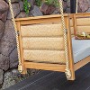 Cambridge Casual Blaine Teak Wood Outdoor Porch Swing with Oyster Cushion: Weather-Resistant, 2-Person Capacity - 3 of 4