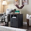 Nightstand with Charging Station, 20" Farmhouse End Table w/Groove Barn Door & Adjustable Shlef for Bedroom - 3 of 4