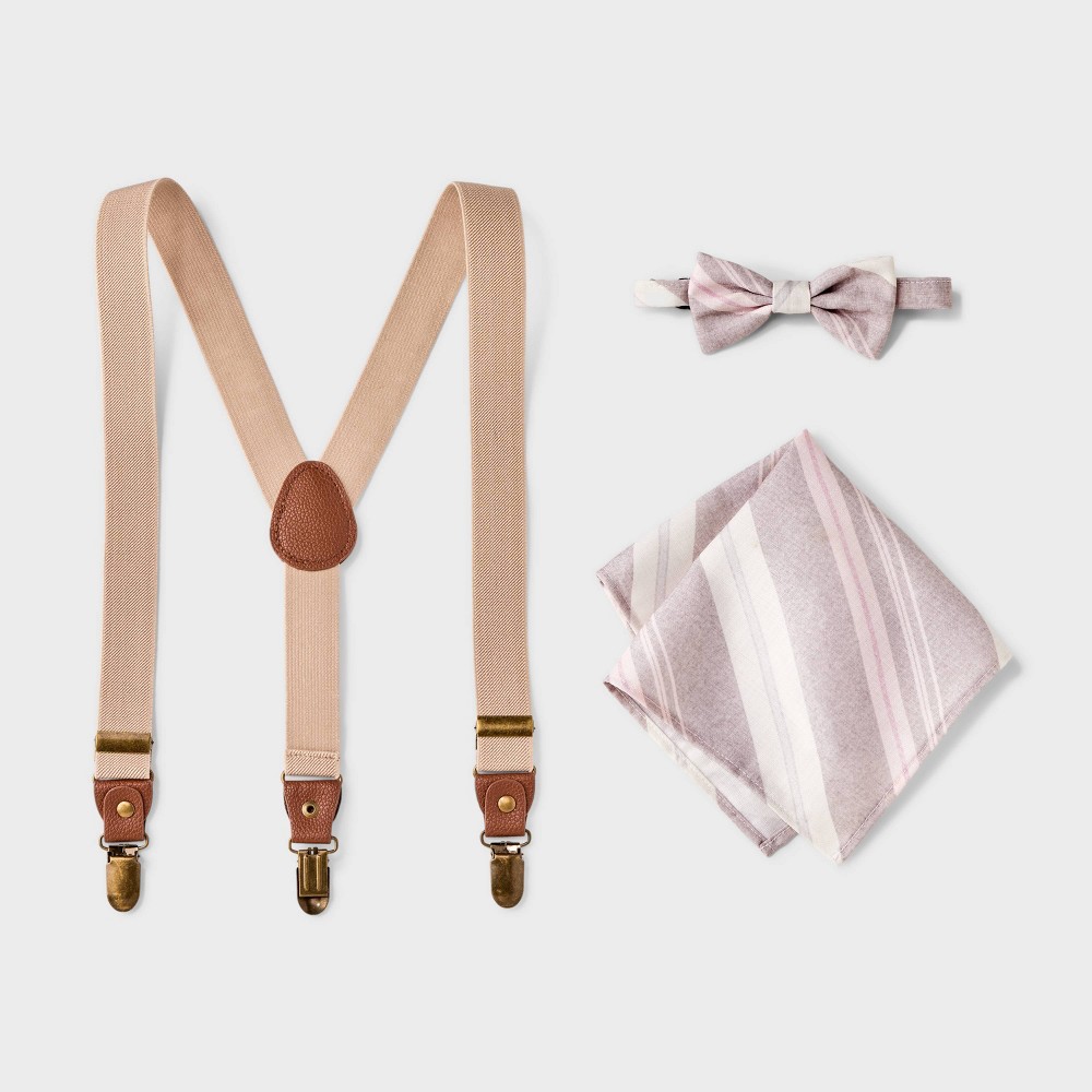 Boys' 3pc Striped Suspender Set - Cat & Jack™ Brown/Pink