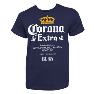 Adult Corona Extra Bottle Label Navy Blue T-Shirt - 1 of 2