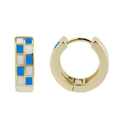 Enamel Small Checker Huggie Earring