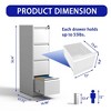 NicBex 4 Drawer/3 Drawer Metal Vertical File Cabinet with Lock,Narrow Rolling File Cabinets for Home Office Letter/Legal/A4/F4 - 3 of 4
