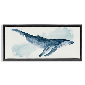 Stupell Industries Nautical Humpback Whale Floating Frame Canvas Art, Black, 25" x 11" - 1 of 4