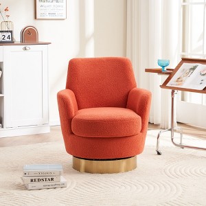 CAVINAS 360° Swivel Barrel Accent Chair,Luxury Velvet Accent Armchair Reading Chair for Living Room,Modern Lounge Chair with Steel Base - 1 of 4