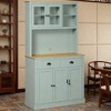 ORRD 6-Door Kitchen Buffet with Glass Doors & 2 Drawers | Vintage Storage Cabinet with Adjustable Shelves & Anti-Tip Strap，White - 4 of 4