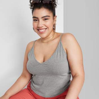 Agnes Orinda Women's Plus Size Tops V Neck Velvet Lace Trim Cami