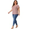 Agnes Orinda Women's Plus Size Eyelet Keyhole Petal Sleeve Round Neck Summer Blouse - 3 of 4