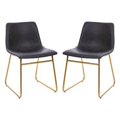 Flash Furniture 18 Inch Commercial Grade Dining Table Height Chair, Mid-Back Sled Base Dining Chair in LeatherSoft Upholstery, Set of 2