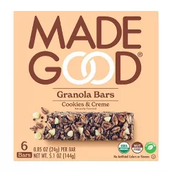 MadeGood Cookies & Creme Granola Bar - 5.1oz/6ct
