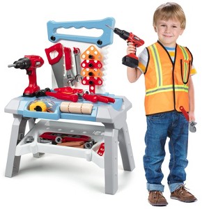 Toy Choi's Kids Tool Set, 83 Pieces Construction Kids Tool Bench Playset, Toddler Tool Bench with Play Helmet, Realistic Electric Drill - 1 of 4