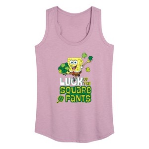 Women's - SpongeBob Squarepants - Luck Of The Square Pants Graphic Racerback Tank - 1 of 4