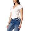WallFlower Women's Madeline Short Sleeve V-Neck Yummy Rib Top With Ruched Sides - 3 of 4