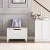 VECELO 18/30/43" Storage Ottoman Wooden Bench with Wicker-Knot Cushions Toy Box Organizer with Safety Hinges Charcoal Gray/White - 3 of 4
