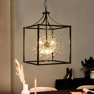 Rennnsan Palorin 17"W 8-Light Sputnik Dandelion Crystal Industrial Dimmable Chandelier in Black - 1 of 4