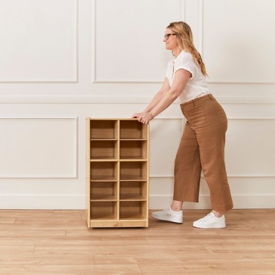 Blue 10-Cubby Birch Plywood Kids Storage Cabinet