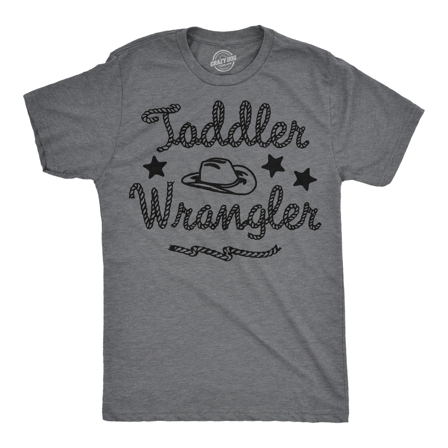 Мужская футболка Crazy Dog T-Shirts, Inc. Funny T Shirts Toddler Wrangler Parenting Tee For Men - Crazy Dog T Shirt with Fun Design Dark Grey, цвет: Тёмный серый — фото 1
