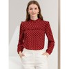 Allegra K Women's Vintage Ruffle Stand Collar Long Sleeves Polka Dots Blouse - 3 of 4
