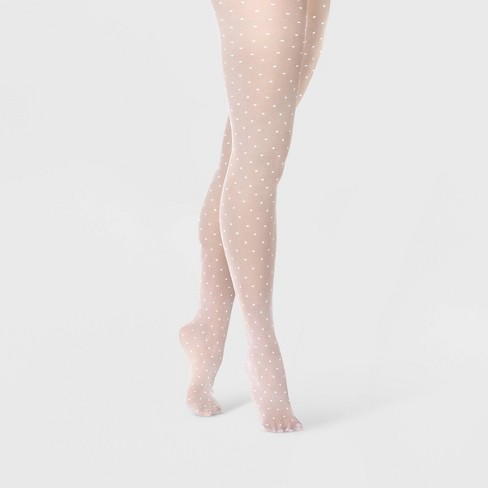 Women's Polka Dot Sheer Tights - A New Day™ White 1x/2x : Target