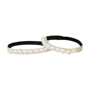 Allegra K Women Shoe Strap Belt Band with Pearls Elastic Shoe Strap 2 Pairs - 1 of 4