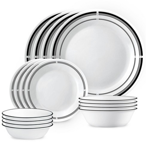 Corelle Everyday Expressions 12-Pc Dinnerware Set, Service for 4, Durable  and Eco-Friendly, Higher Rim Glass Plate & Bowl Set, Microwave and