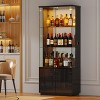 Fredees 71" High Gloss Glass Display Cabinet with Tri-Color LED Lights, Lockable Storage, Adjustable Shelves, 3-Tier Curio for Living Room - 4 of 4