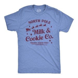 Mens North Pole Milk And Cookie Co T Shirt Funny Xmas Bakery Shop Joke Tee For Guys - Crazy Dog Men's T Shirt - 1 of 4