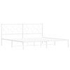 vidaXL White Metal King Bed Frame with Elegant Headboard - 76"x79.9" Industrial Steel Construction, Breathable Slats, Added Bedroom Storage - 2 of 4