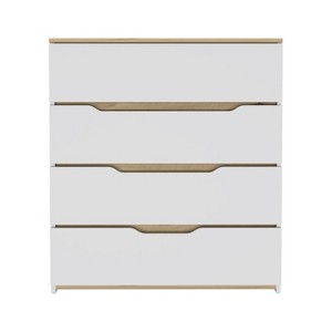 HomeRoots 32" White and Natural Four Drawer Dresser - 1 of 3