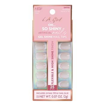 L.A. Girl Artificial Nail Tips- Oh So Shiny - Modern French Tip - 25ct