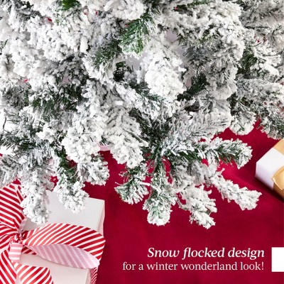 4.5ft Snow Flocked Pine Christmas Tree with Metal Stand