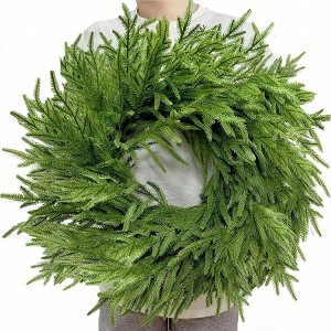 26 Inch Norfolk Pine Wreath Large Artificial Green Wreath for Front Door Walls Porches Farmhouse Holiday Decor Indoor Outdoor - 1 of 4