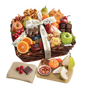 GreatFoods With Sincere Sympathy Condolence Fruit & Sweets Gift Basket, condolence gift, gourmet food gift, sympathy gift - 1 of 4