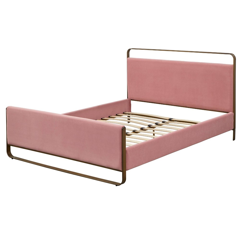 Photos - Bed Queen Doreen Upholstered Platform  - angelo:HOME: Antique Brass, Velvet Texture, No Box Spring Required