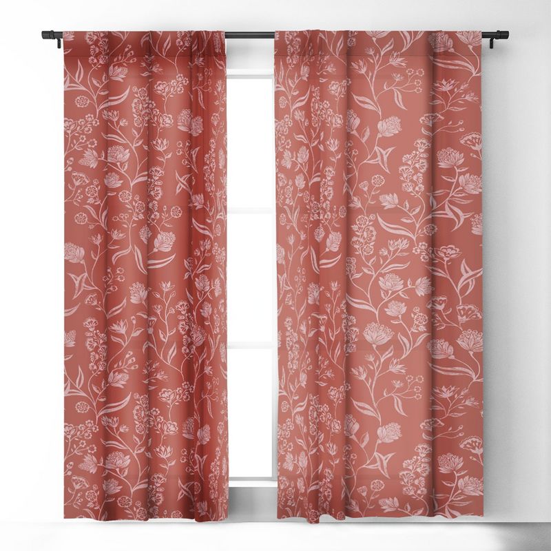 Schatzi Brown Ingrid Floral Copper Set of 2 Panel Blackout Window Curtain - Deny Designs, 3 of 5