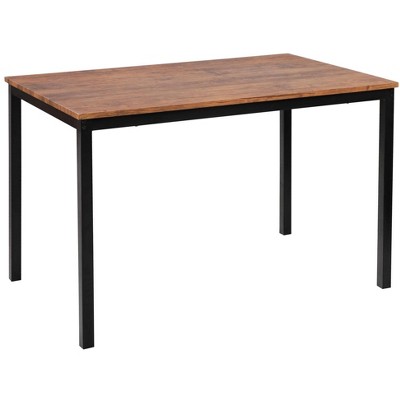 Nordlys 4-Person Metal and Brown Wood Dining Table, Industrial Style , Dining Room