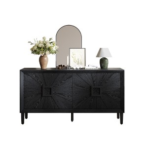TiramisuBest Wood Modern Buffet Cabinet with Storage, Fluted Sideboard Large Buffet with Adjustable Shelves, Credenza, Accent Cabinet Console Table - 1 of 4