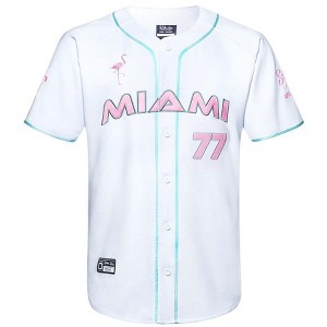 Stake F1 Kick Sauber Men's Miami GP Flamingo White Valtteri Bottas Baseball Jersey - 1 of 4