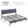 QingMoon Full Size Bed Frame with Charging Station and LED Lights, Heavy Duty Metal Platform Bed with Storage Headboard, Noise Free - 4 of 4
