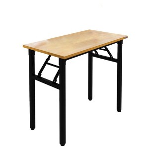Itopfox Folding Desk No Assembly Foldable Computer Desk for Small Space Home Office Dormitory Teak Black Frame - 1 of 4