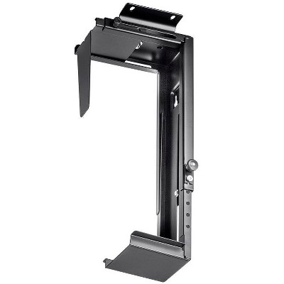 Adjustable Black Metal Under-Desk CPU Holder with Rotating Mechanism