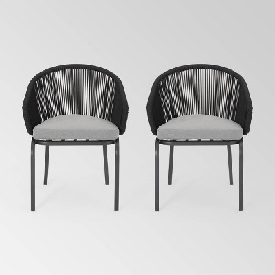 Boynton Set of 2 Rope Modern Club Chairs - Black/Gray - Christopher Knight Home