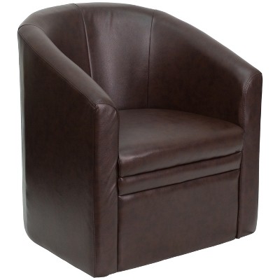Flash Furniture Brown LeatherSoft Barrel-Shaped Guest Chair