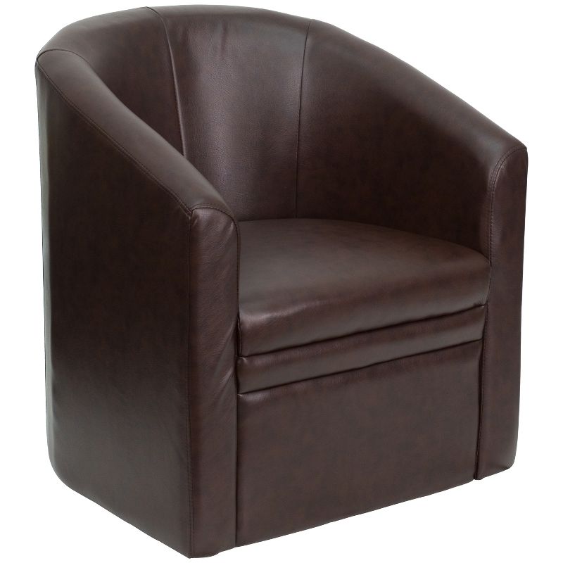 Flash Furniture Brown LeatherSoft Barrel-Shaped Guest Chair, 1 of 7