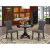 3-Piece Wirebrushed Black Solid Wood Top - Button Tufted Dining Room Set - Seats 4 - 2 of 4