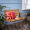 SKRAN Wooden Porch Swing 2-Seater, Acacia Frame Slat  Hanging Chair, Water-Resistant Swing Bench with Hanging Chains for Patio,Courtyard, Teak Color - 2 of 4