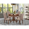 HomeStock 5-Piece Round Mahogany Finish Solid Wood Top Dining Table with 4 Parson Chair - 2 of 4