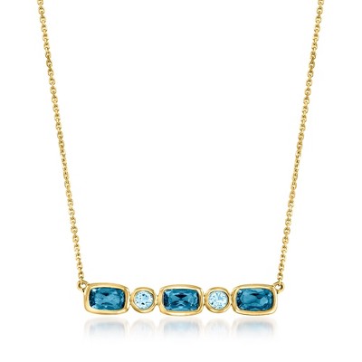 Ross-Simons 1.00 ct. t.w. London and Sky Blue Topaz Necklace in 14kt Yellow Gold Size 20
