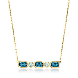 Ross-Simons 1.00 ct. t.w. London and Sky Blue Topaz Necklace in 14kt Yellow Gold Size 20 - 1 of 3