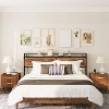 King Size Headboard, Headboard with 2 Outlets and 4 USB Ports, Adjustable Height, Storage Rack, Easy Assembly, Rustic Brown and Black - 2 of 4